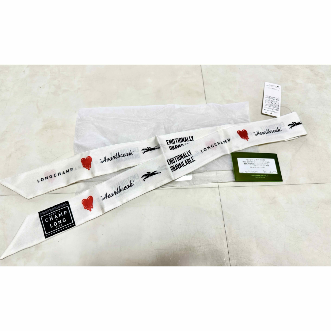 LONGCHAMP - ロンシャン シルクリボン スカーフ バンダナ ハート 新品