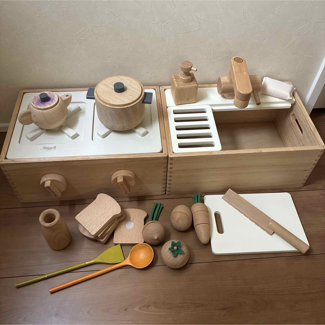 MUJI (無印良品) - 無印良品 ままごと 木製 キッチン シンク おもちゃ