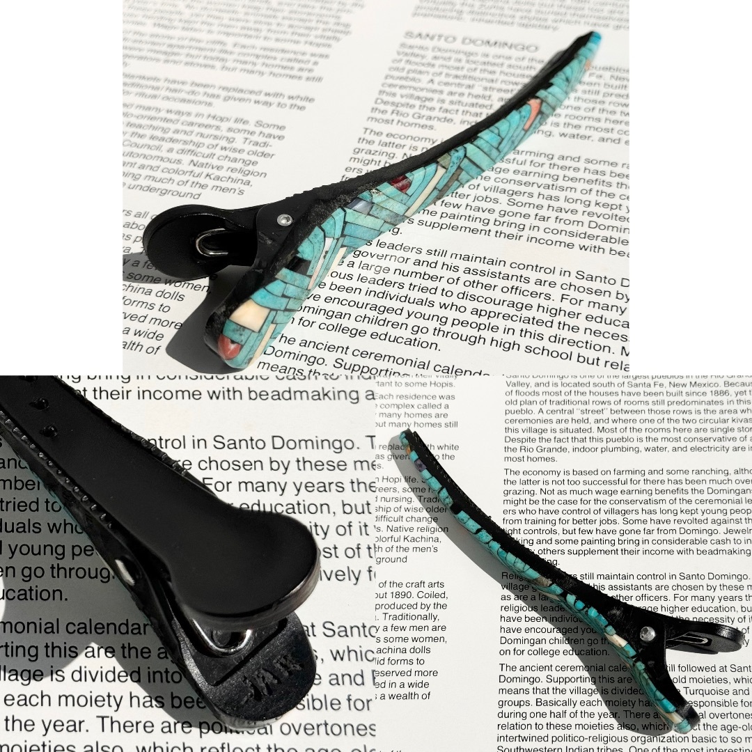 ターコイズ モザイク ヘアークリップ サントドミンゴ族 インディアン