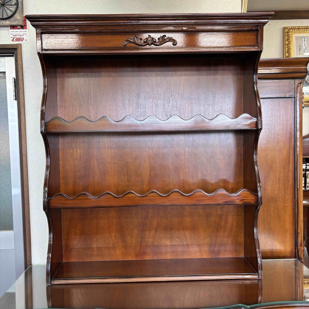 マホガニー 飾り棚 3段シェルフ アウトレット品 置くだけ アンティーク