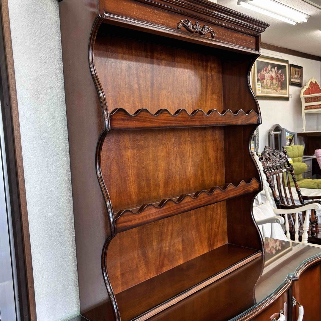 マホガニー 飾り棚 3段シェルフ アウトレット品 置くだけ アンティーク