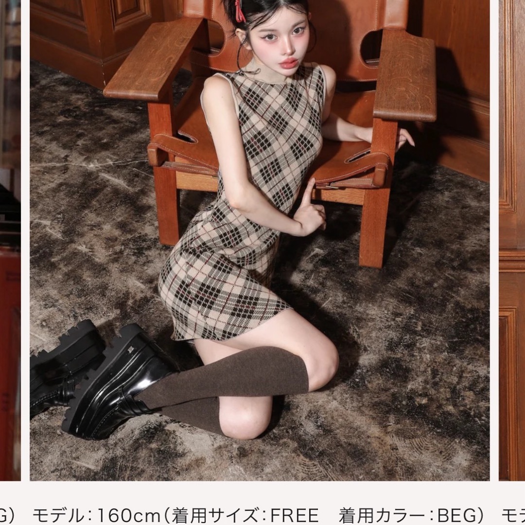 Darich - チェックジャガードノースリニットミニワンピース ダーリッチ