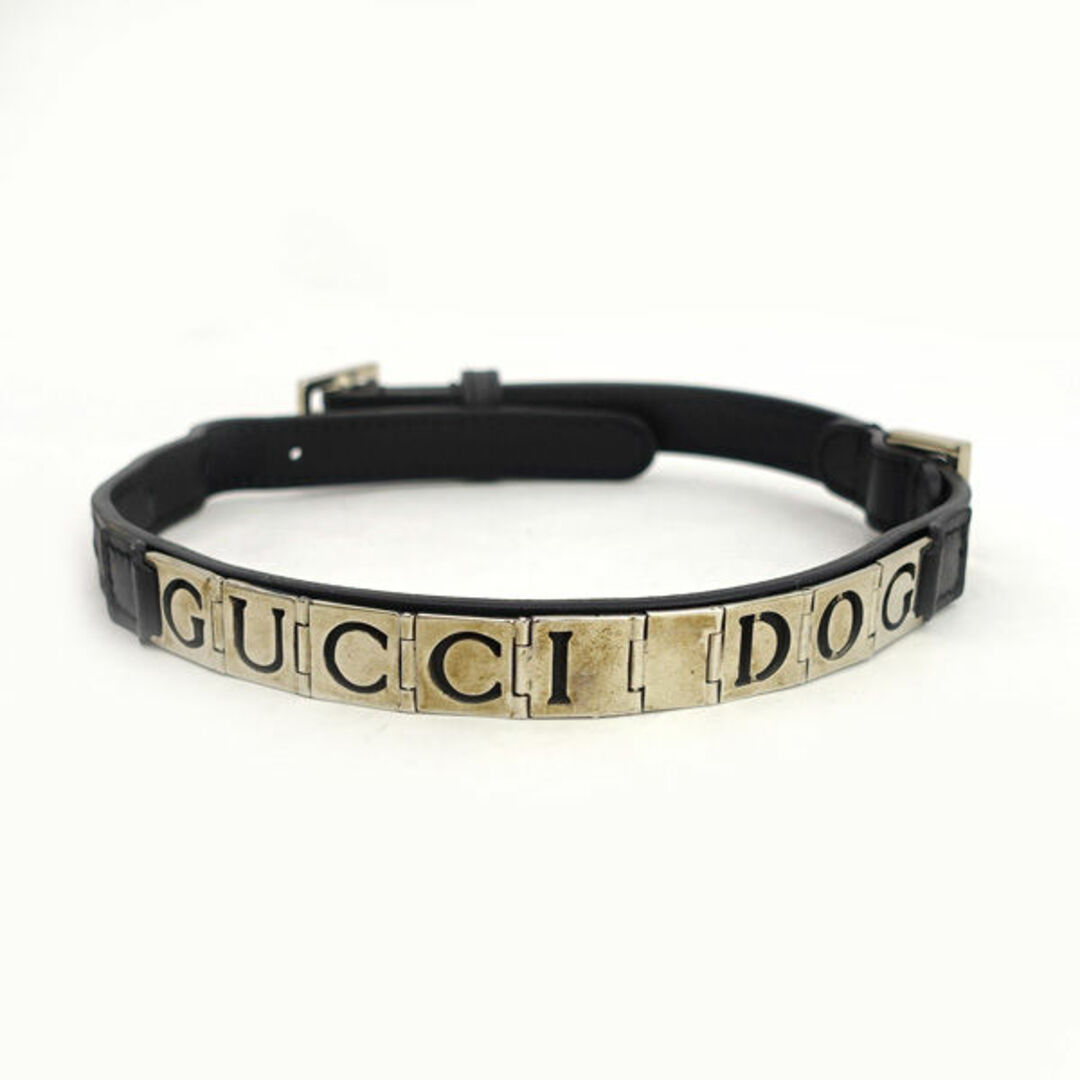 GUCCI - GUCCI / グッチ □犬用 首輪&リード レザー ブラック シルバー