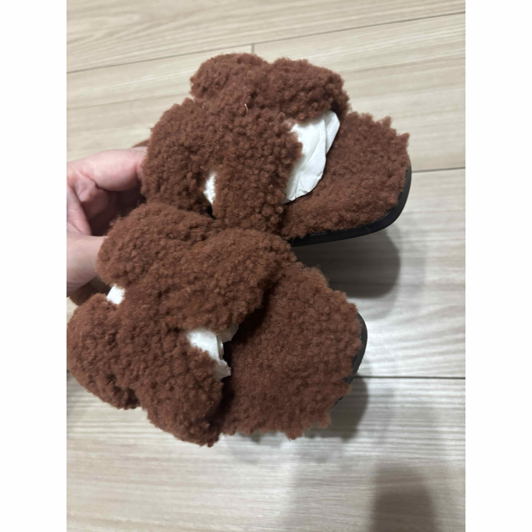 HERMES - エルメス オラン ボア ムートン Hモチーフ フラット サンダル