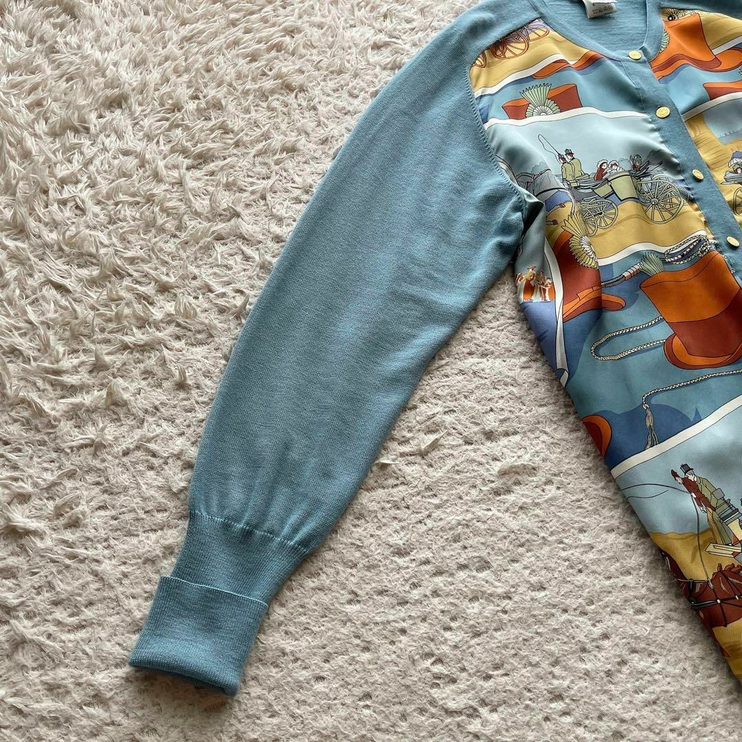 エルメス スカーフ柄 オールド カーディガン刻印セリエボタンスカーフ