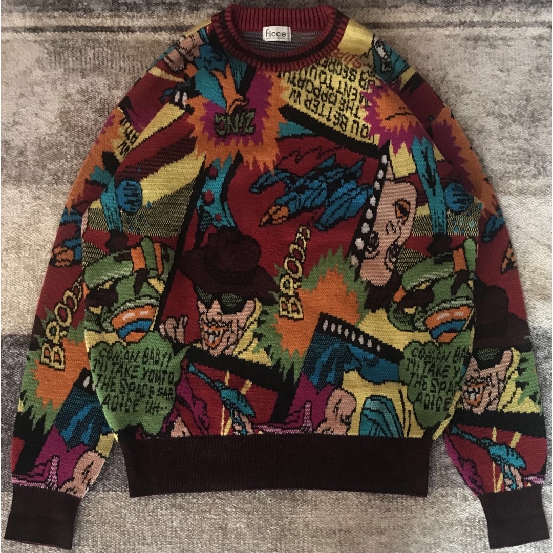 FICCE - 超レア 最高のアメコミ柄 90's FICCE フィッチェ ニット