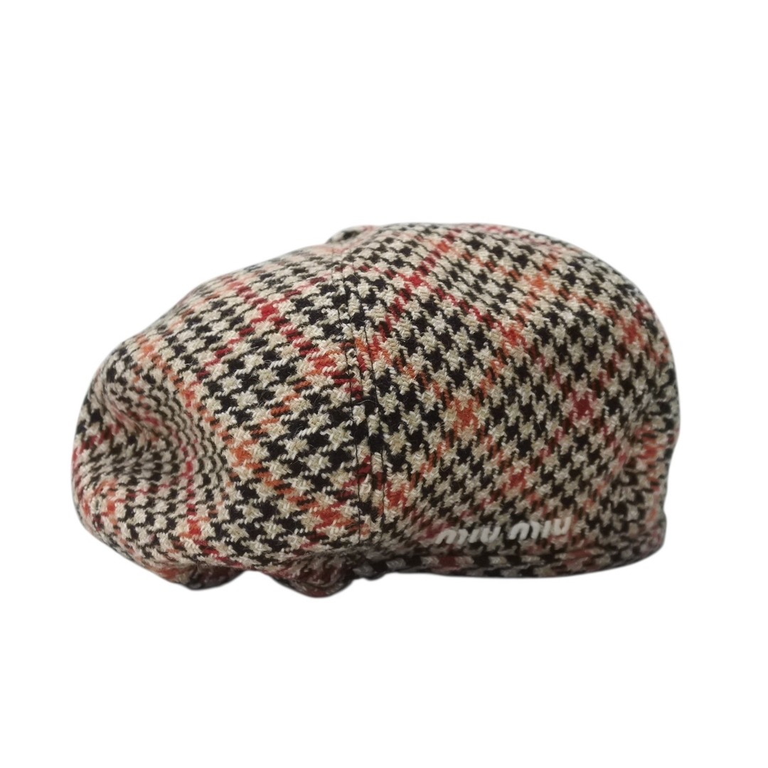 MIU MIU - MIUMIU ミュウミュウ ベレー帽 千鳥柄 5HC075 マルチカラー