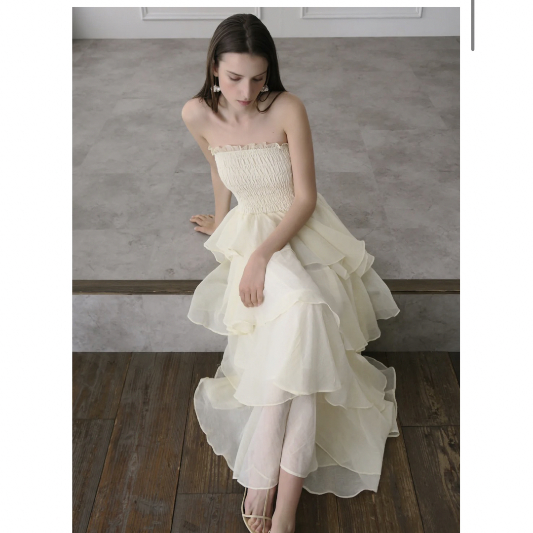アイボリー maison celon frilly tiered dress maison celon frilly