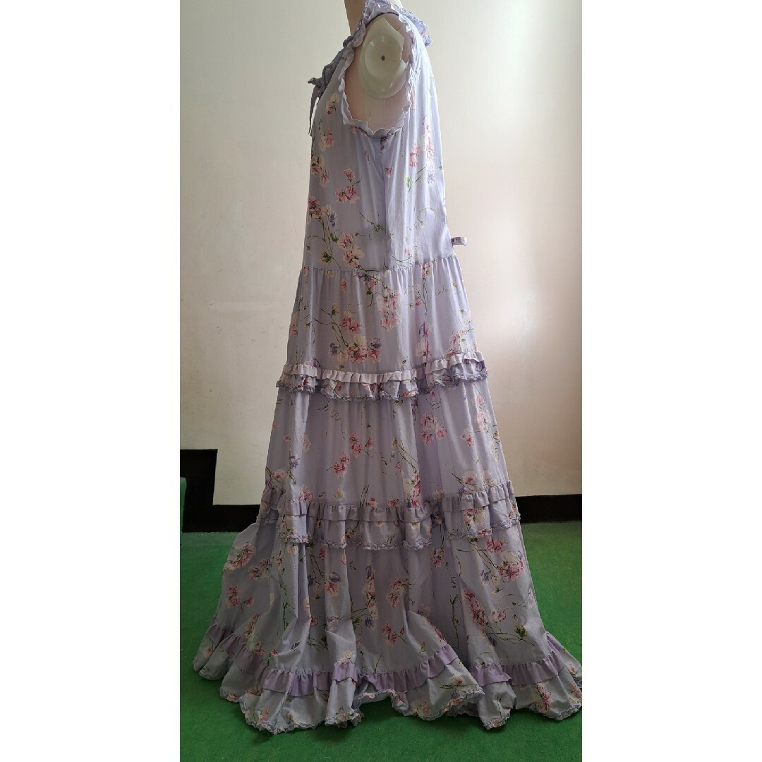 スイートピー柄ノースリーブワンピース スイートピープリント