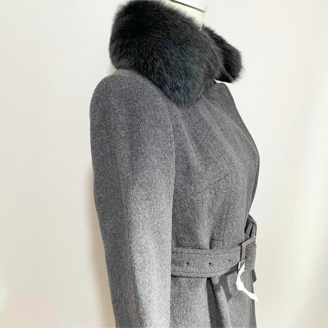 EPOCA】美品 ウールロングコート フォックスファー クリーニング済み40