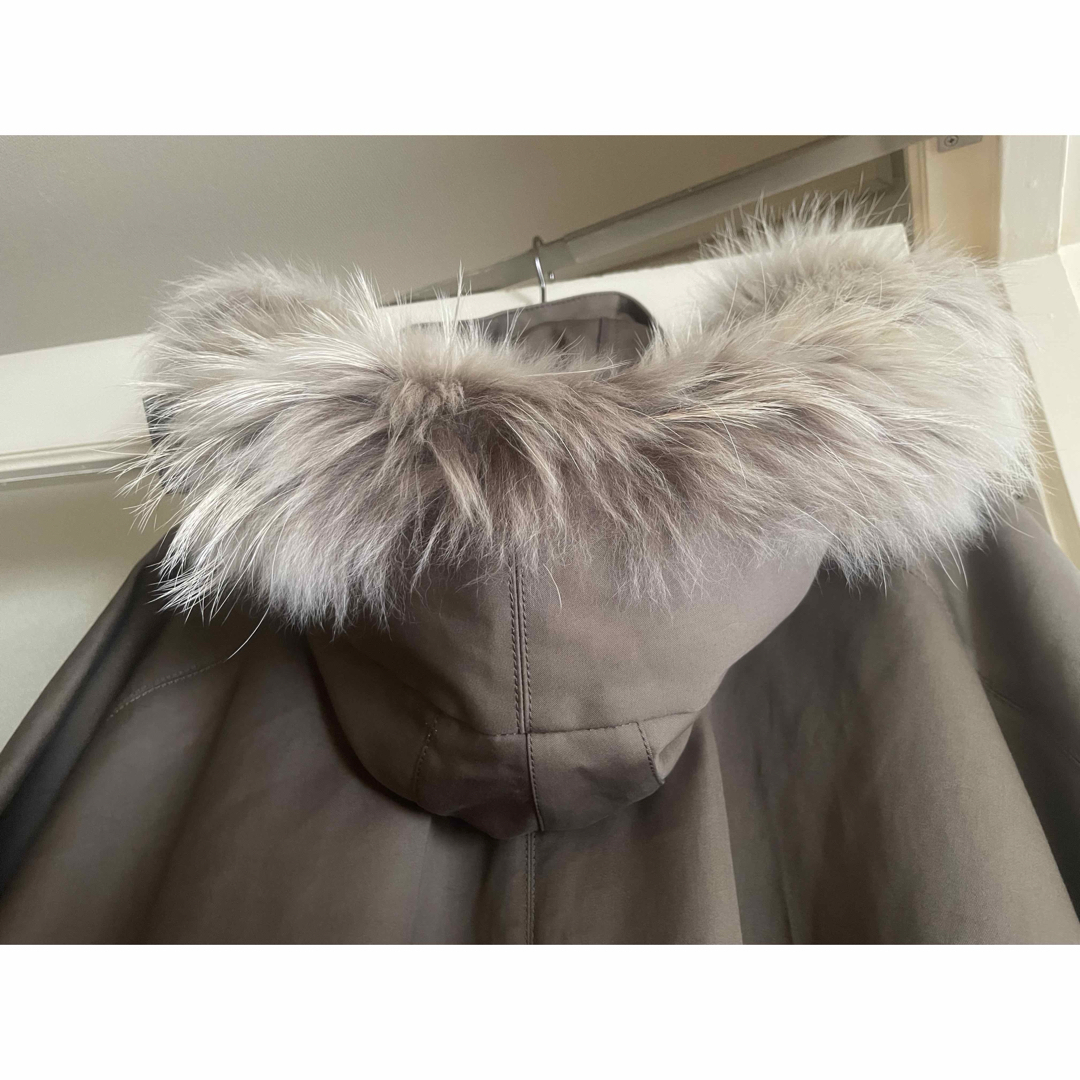 Drawer - 美品 Drawer オリーブ ファー付 ケープコート ポンチョ 定