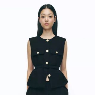 ZARA - ZARA ベルトテクスチャーベスト Sの通販 by lilyy's shop｜ザラ