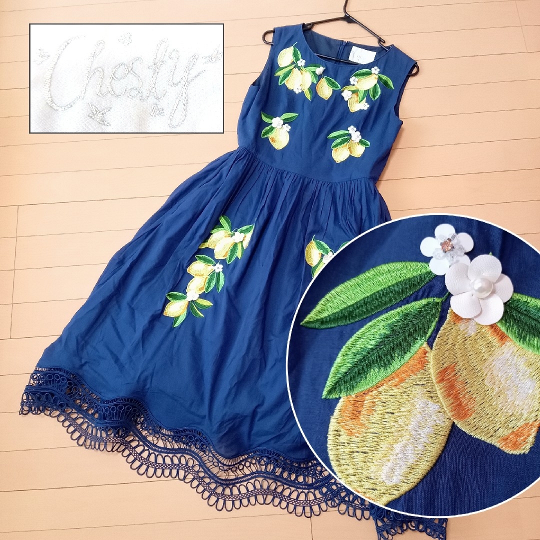 チェスティ ワンピース チェスティワンピース 紫陽花刺繍ワンピース