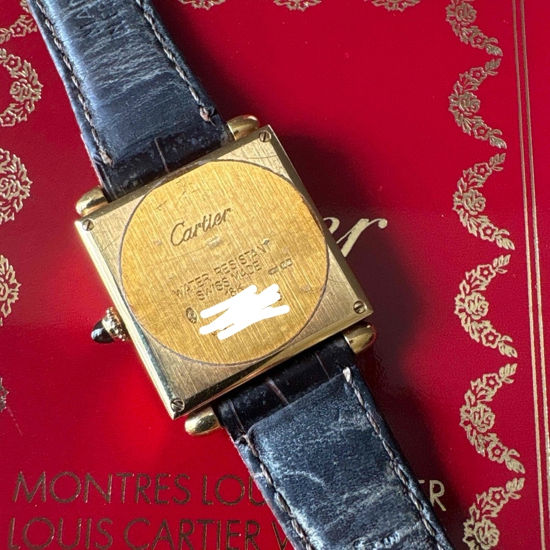 CARTIER]カルティエタンクオビュK18X革ベルトレディス