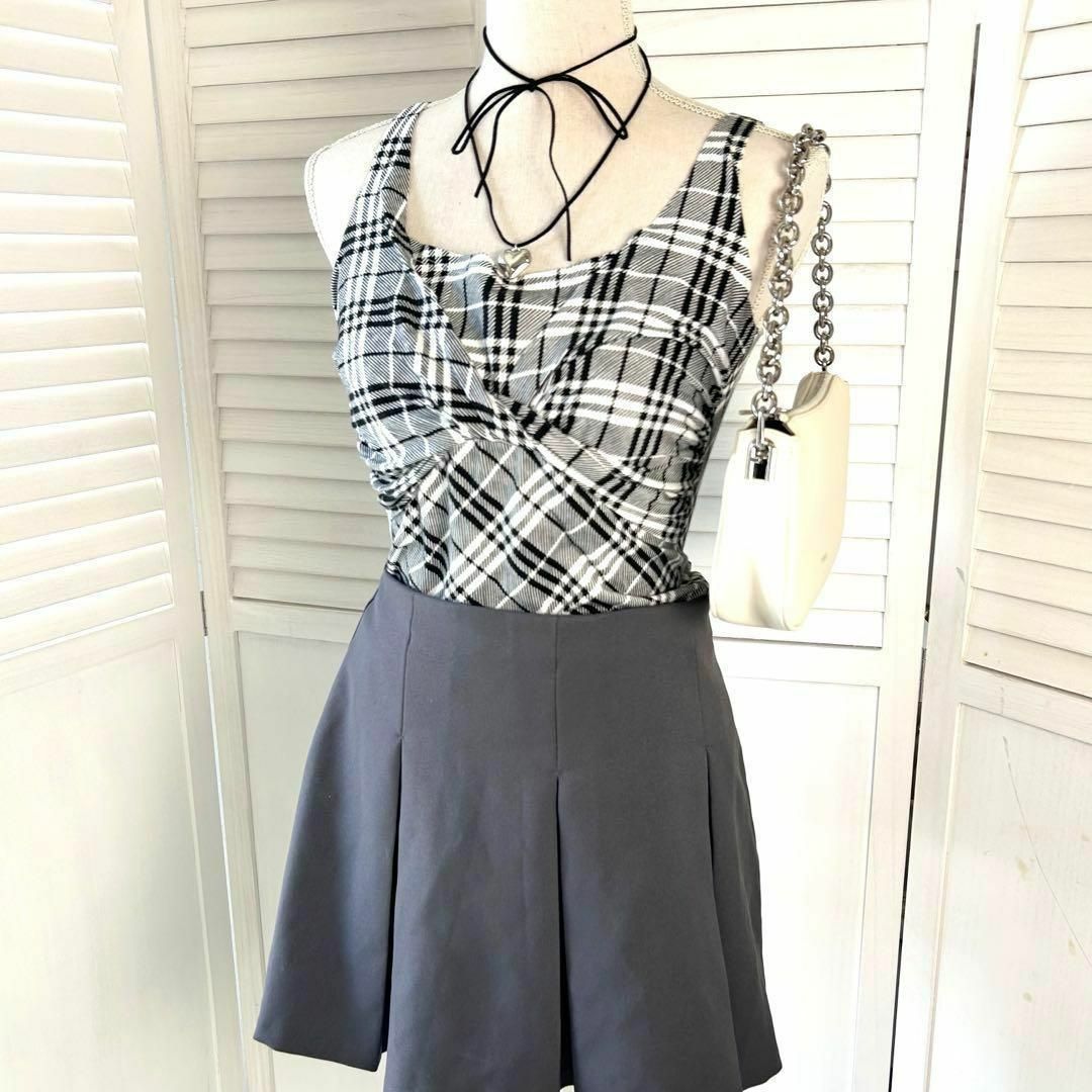 Y2Kバーバリーブルーレーベル ノバチェック ティアード フリル ミニ