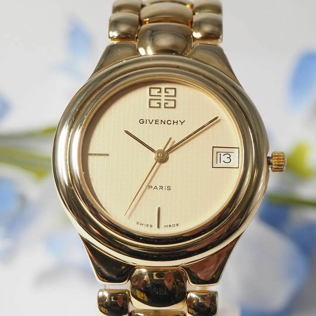 GIVENCHY - 美品 ジバンシイ GIVENCHY デイト メンズ 腕時計 ゴールド