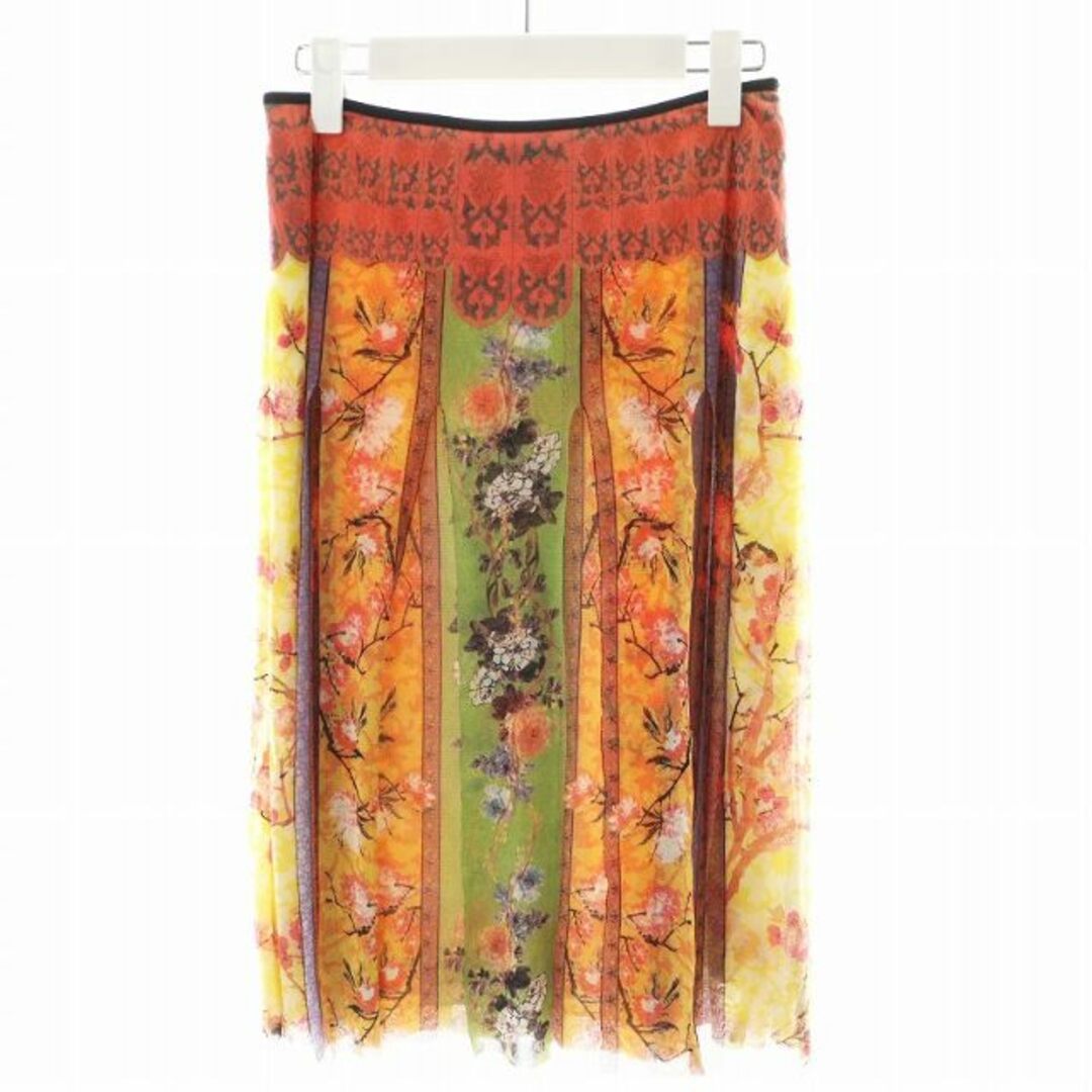 ヴィヴィアンタム フレアスカート ひざ丈 フリンジ 花柄 1 マルチ