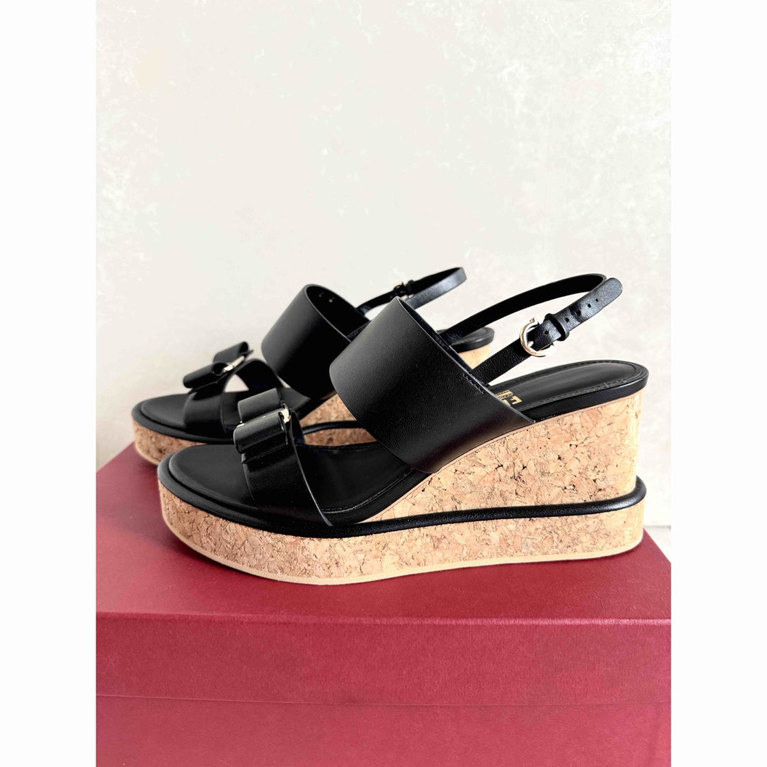 美品 フェラガモ ウェッジ サンダル ヴェラリボン 8