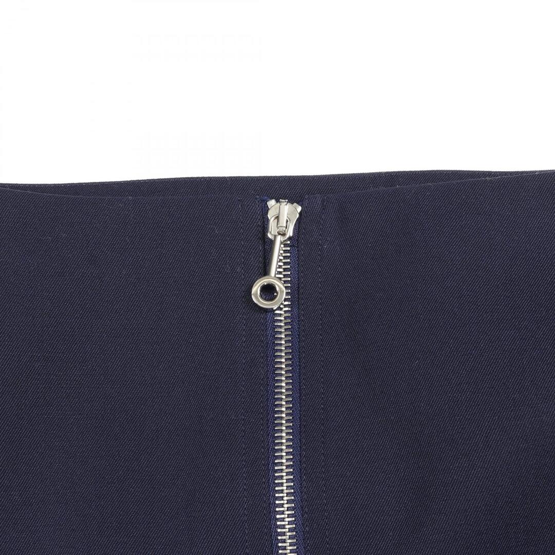 美品HERMES エルメスウールネイビー台形スカートシェルセリエ