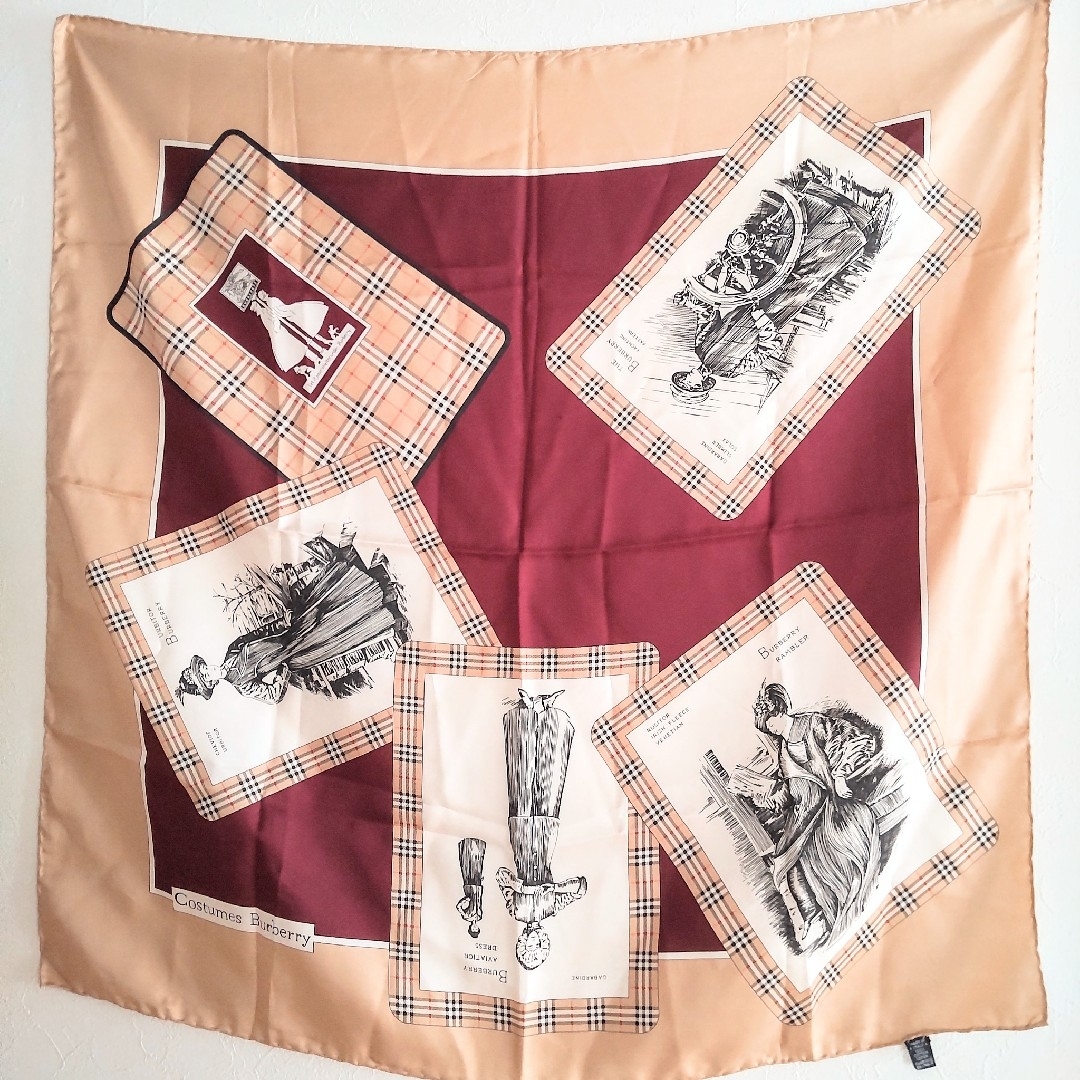 バーバリー超レア◇ビンテージ定番ノバチェック盛装馬＆馬具柄シルク