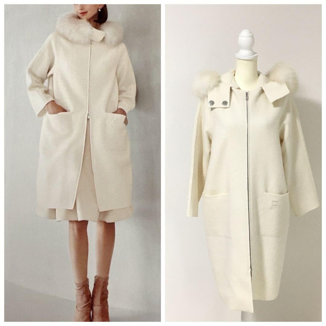 近年美品 FOXEY フォクシー ファー ニット コート アウターの通販 by