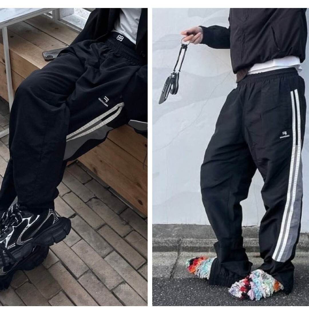 BALENCIAGA - BALENCIAGA バレンシアガ トラックパンツ ブラック XSの