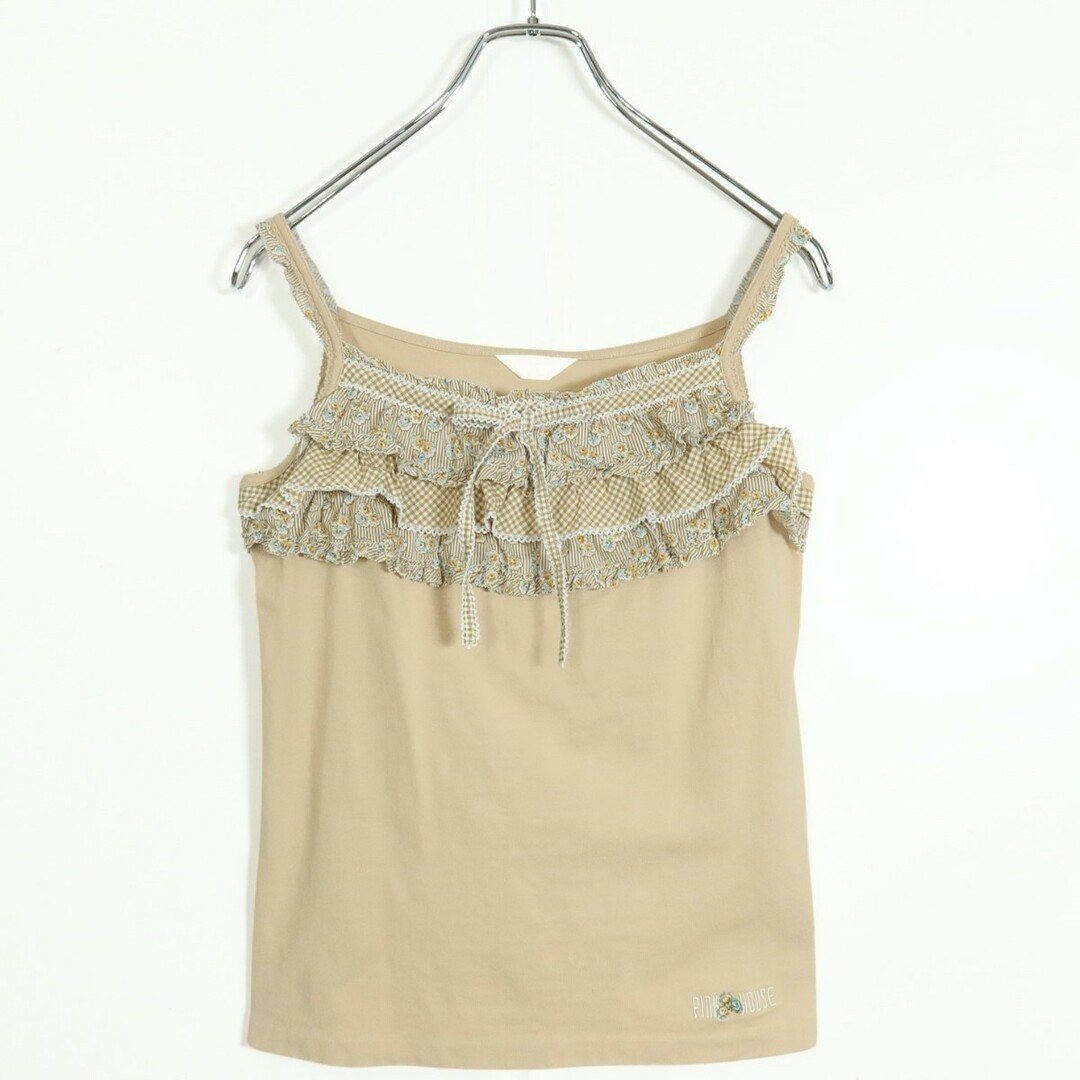 PINK HOUSE - ピンクハウス☆花柄キャミソール ピコレース 段々重ね