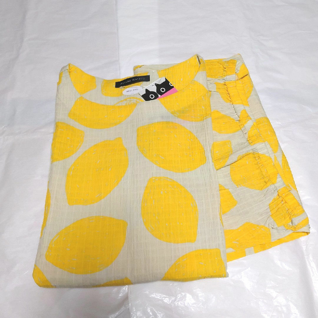新品タグ付】Atsuko Matano レモン柄パジャマ LL 新品タグ付】Atsuko