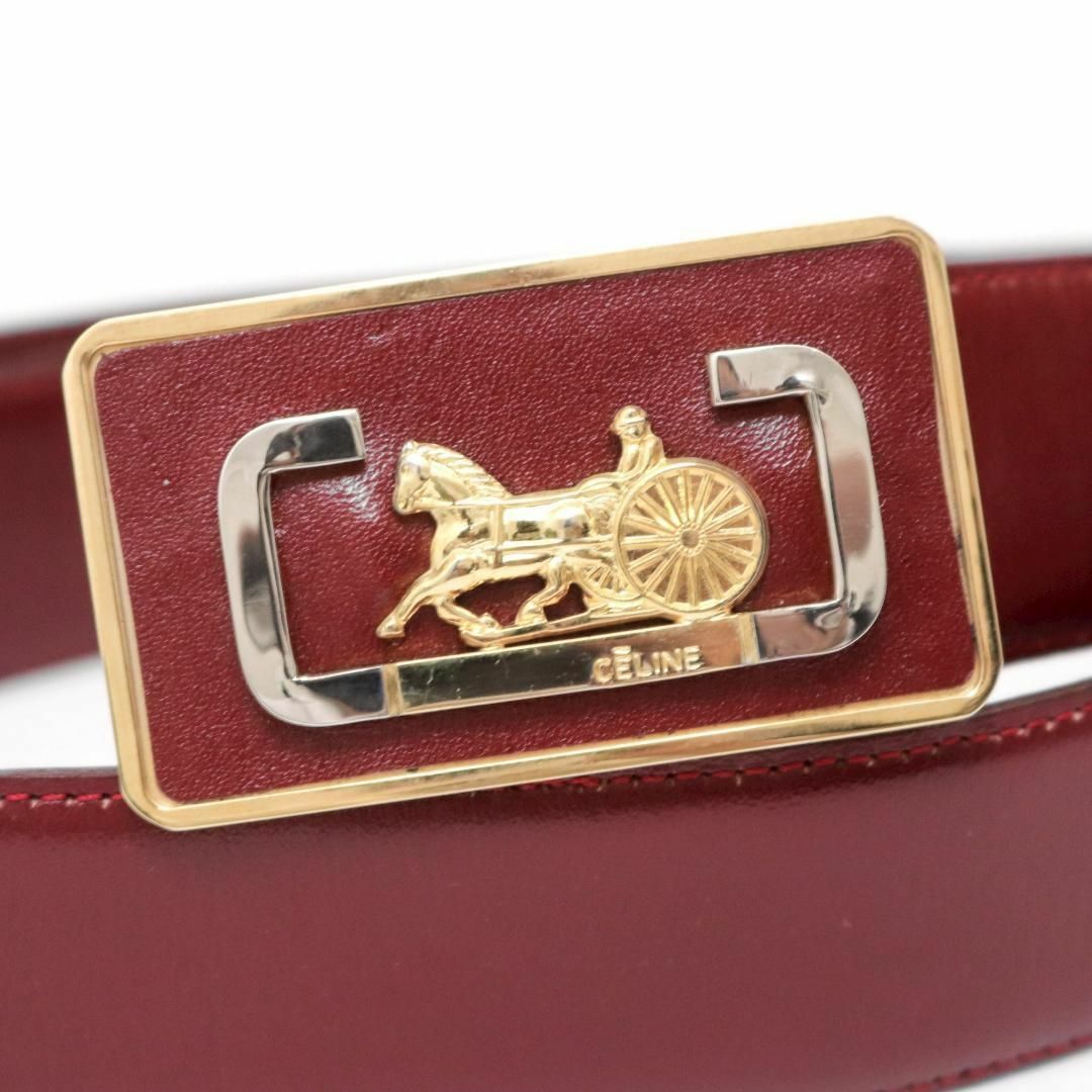 CELINE - 美品 セリーヌ ベルト 85±5 ボルドー 馬車金具 3.5cm幅 伊製