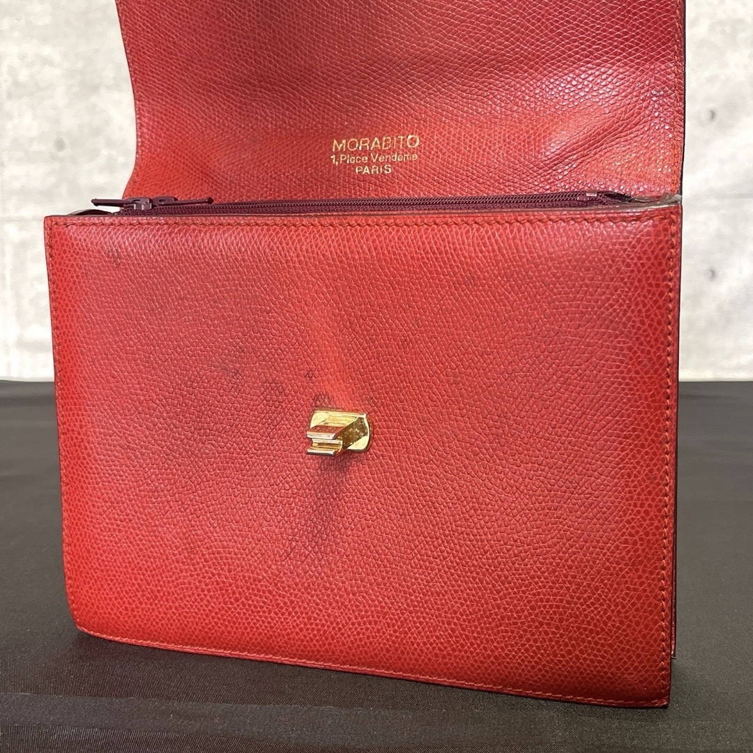 MORABITO】モラビト レザー レッド ゴールド金具 2WAYハンドバッグ
