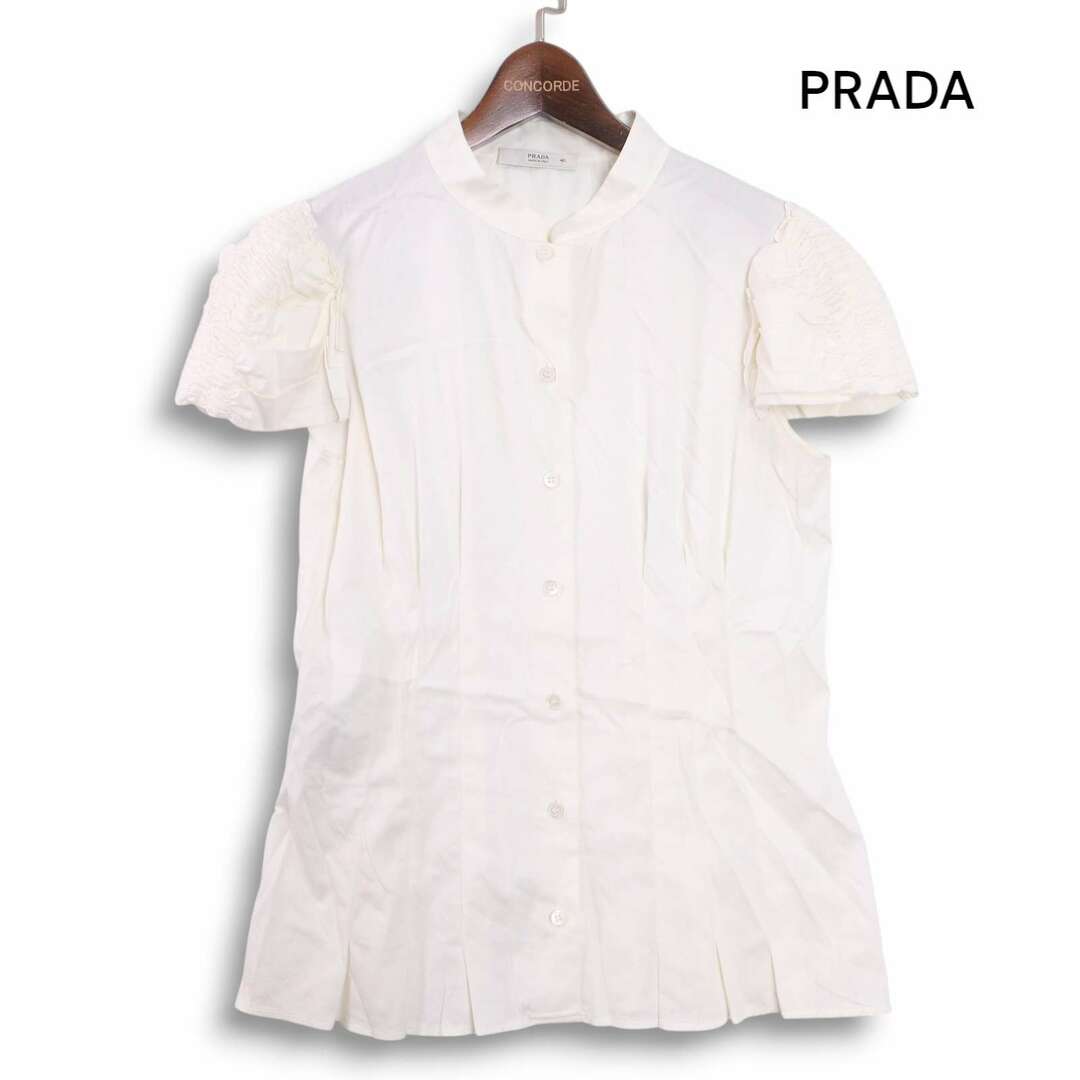PRADA - イタリア製☆ PRADA プラダ 春夏 半袖 フリル シャツ ブラウス
