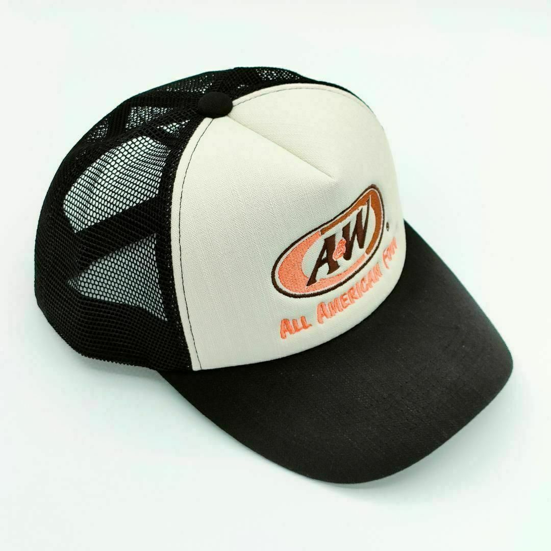 A&W キャップ メッシュ ブラック ロゴ 黒 エンダー 帽子 通気性 白