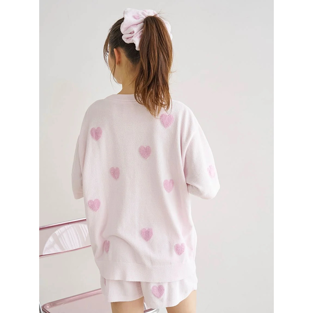 ジェラートピケ ハートジャガードプルオーバー＆ショートパンツセット