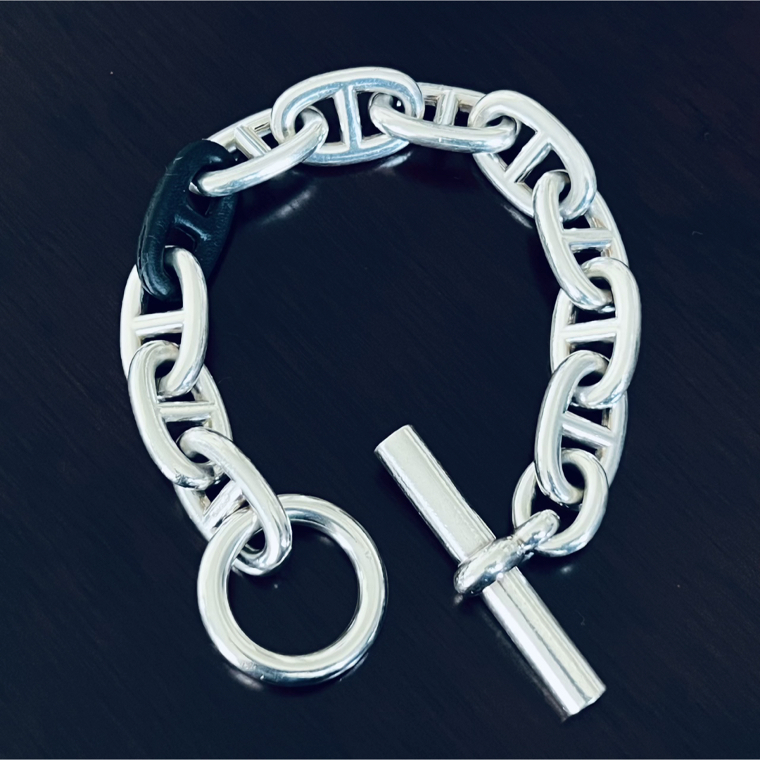 HERMES - エルメス シェーヌダンクル ブレスレット TGM11コマ ブラック