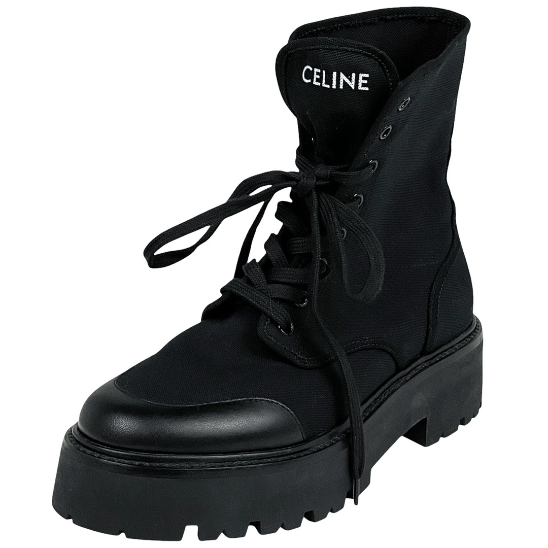 CELINE - セリーヌ ロゴ レースアップ ショートブーツ メンズ 【中古
