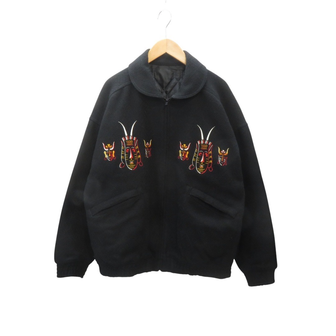 TENDERLOIN - TENDERLOIN 20ss MELTON VARSITY JACKET BLACK SIZE-Lの