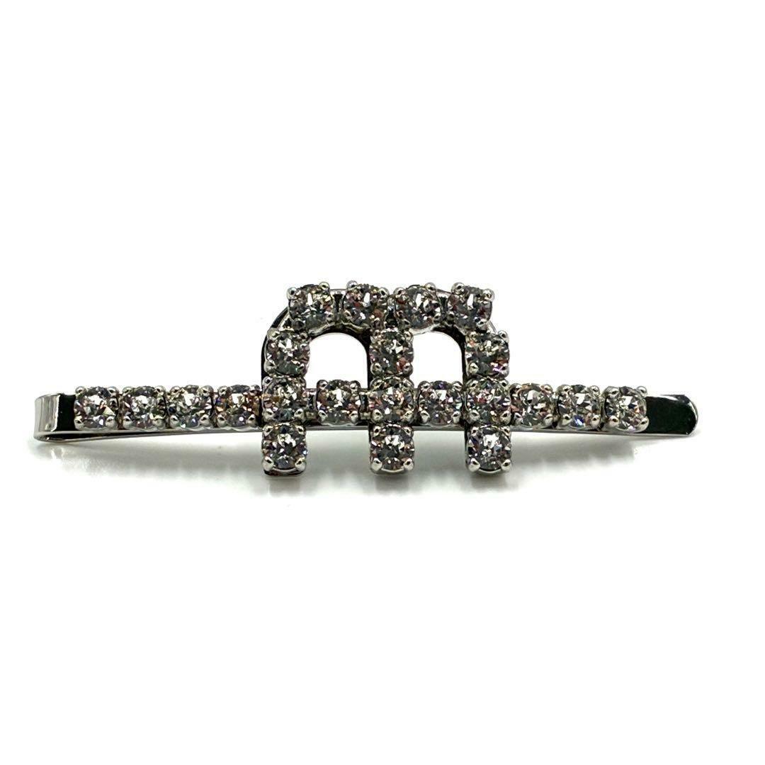 MIU MIU - MIU MIU ミュウミュウ ヘアピン クリスタル ロゴ ラメ 光沢