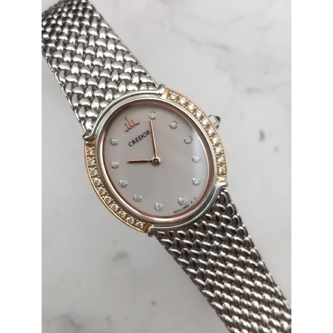 CREDOR - クレドール シグノGSWE946 美品 18KT 31Pダイヤ 白蝶貝