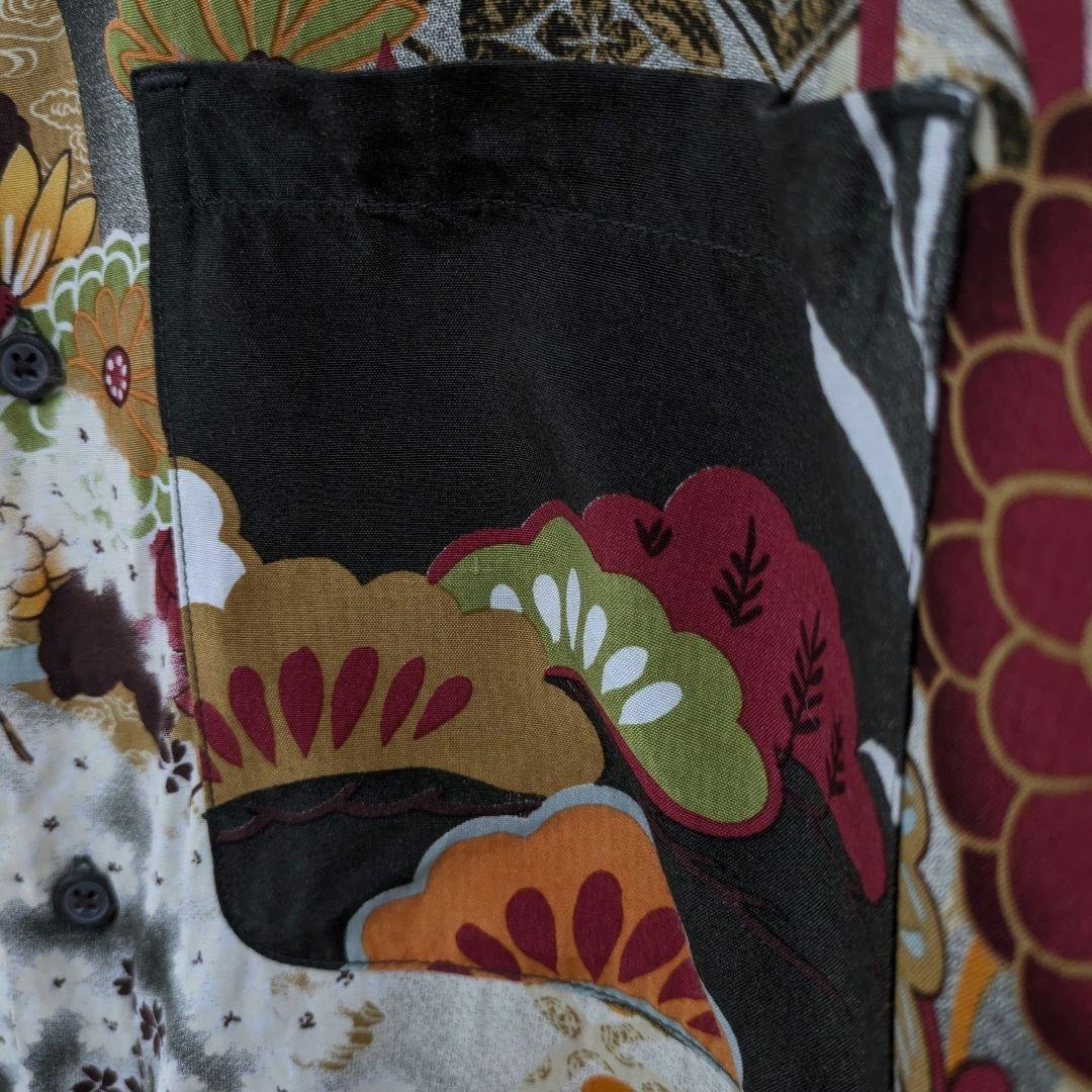 山田レン 80s ビンテージ 好配色 入れ墨 和柄 アロハシャツ レーヨン100