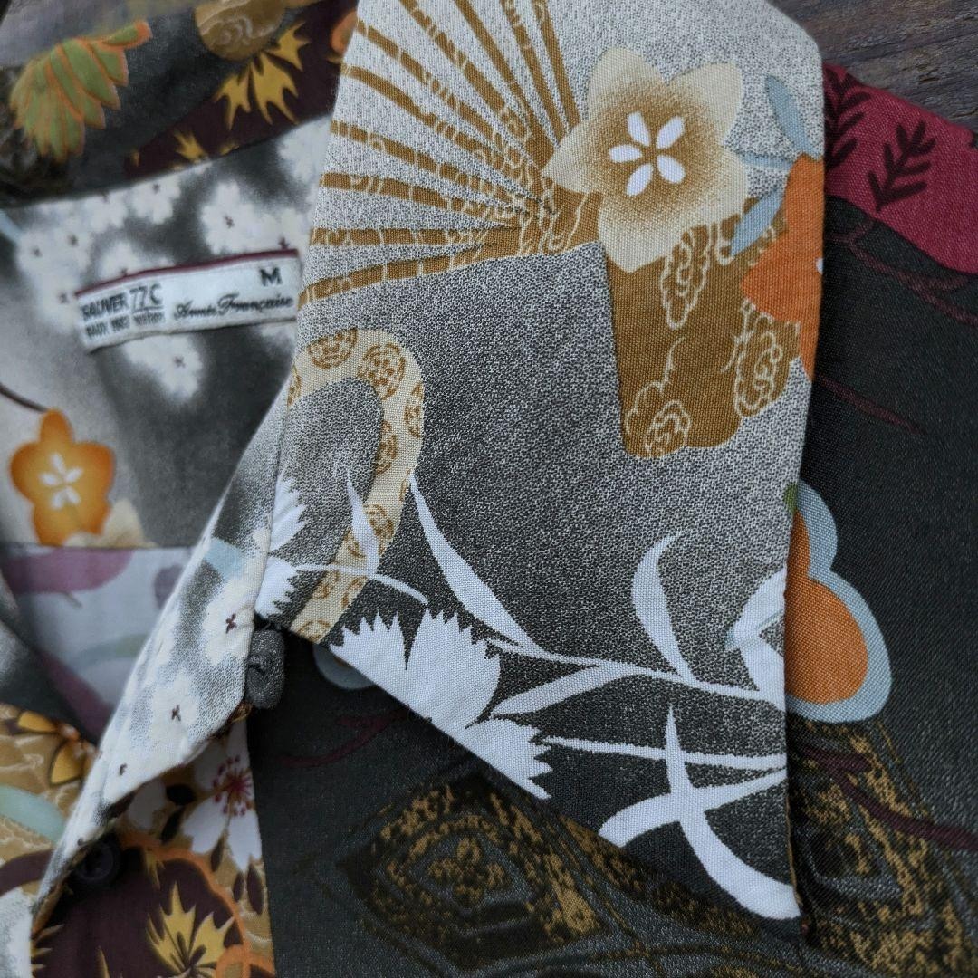 山田レン 80s ビンテージ 好配色 入れ墨 和柄 アロハシャツ レーヨン