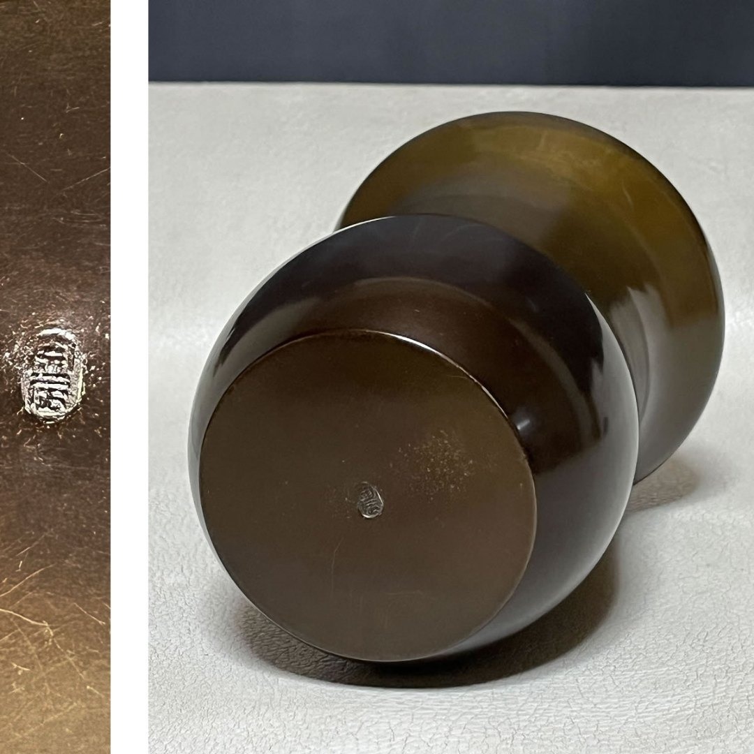 一ノ瀬宗辰 唐銅 槍の鞘 建水 共箱 茶道具 【k3515】 一ノ瀬宗辰