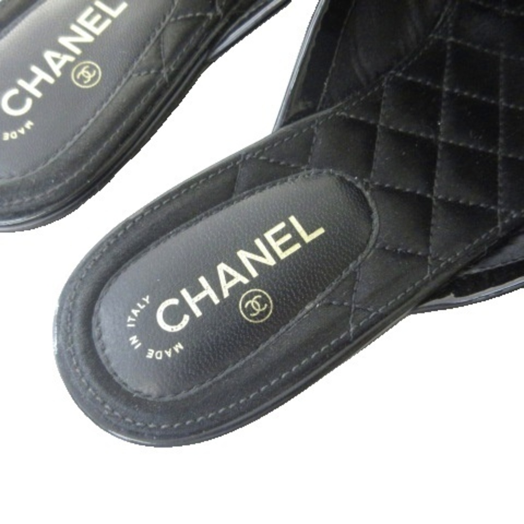 CHANEL - シャネル パテント サンダル ミュール ココマーク ブラック