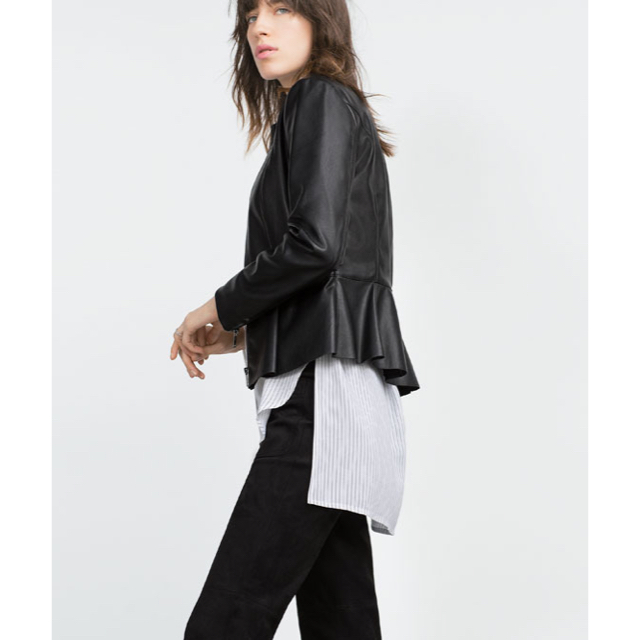 ZARA - Zara フェイクレザー ペプラム ジャケットの通販 by K's Style