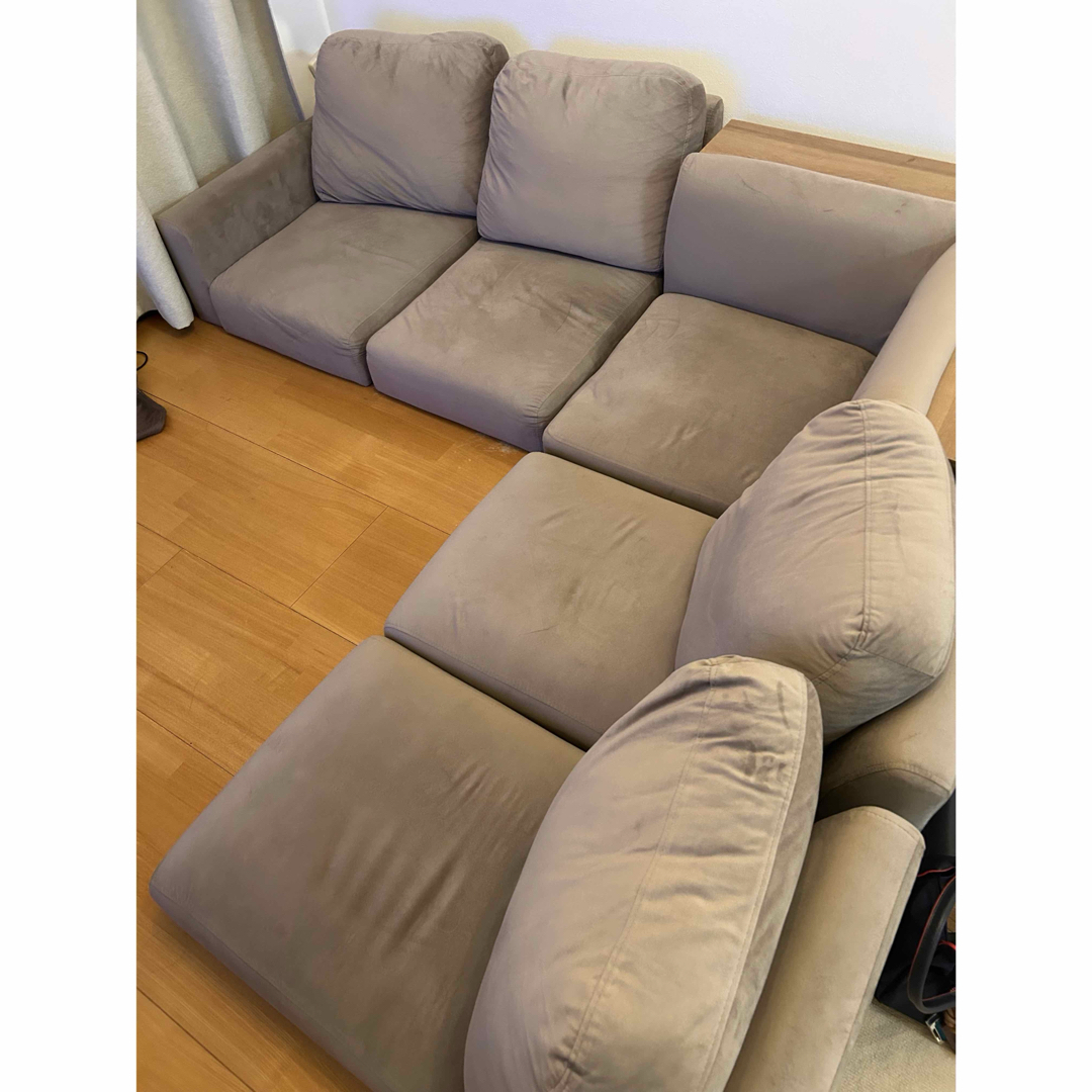 LOWYA グレー L字型ファブリックソファ LOWYA グレー L字型