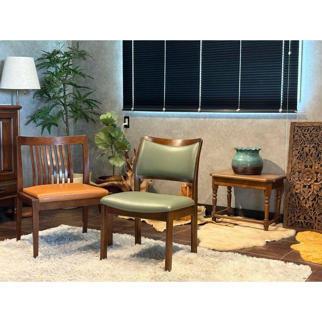 希少 飛騨産業 グリーンレザー domani ドマーニ スポークチェア nG