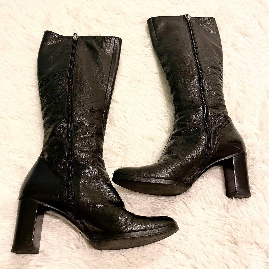 GUCCI - 良品 GUCCI グッチ インターロッキング GG ロングブーツ 黒