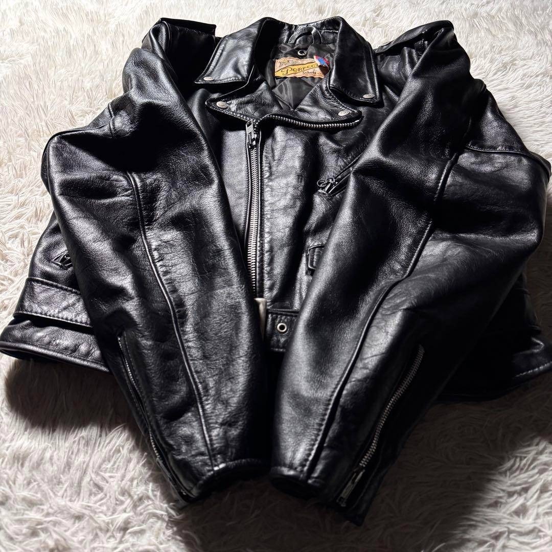 schott - 【米国製】schott ライダースジャケット ダブル 本革 黒 44