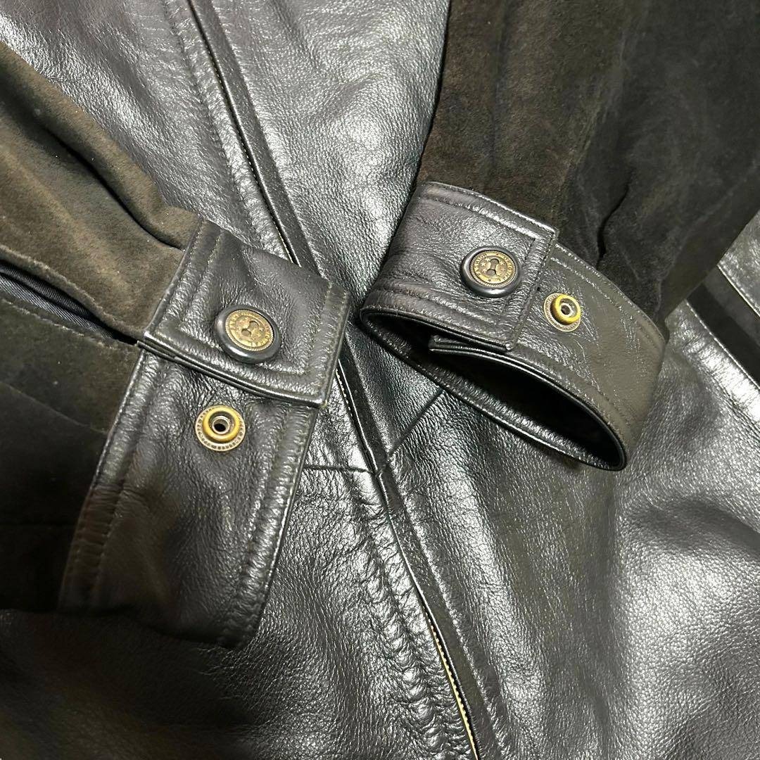 NGAP - OLD GAP 90s レザージャケット ブラック スエード 切替 刺繍