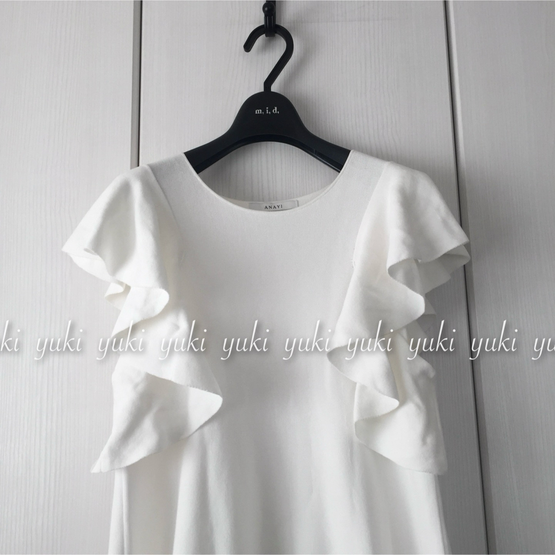 ANAYI コットンアセテート ミラノリブ Aラインプルオーバー 白 ANAYI