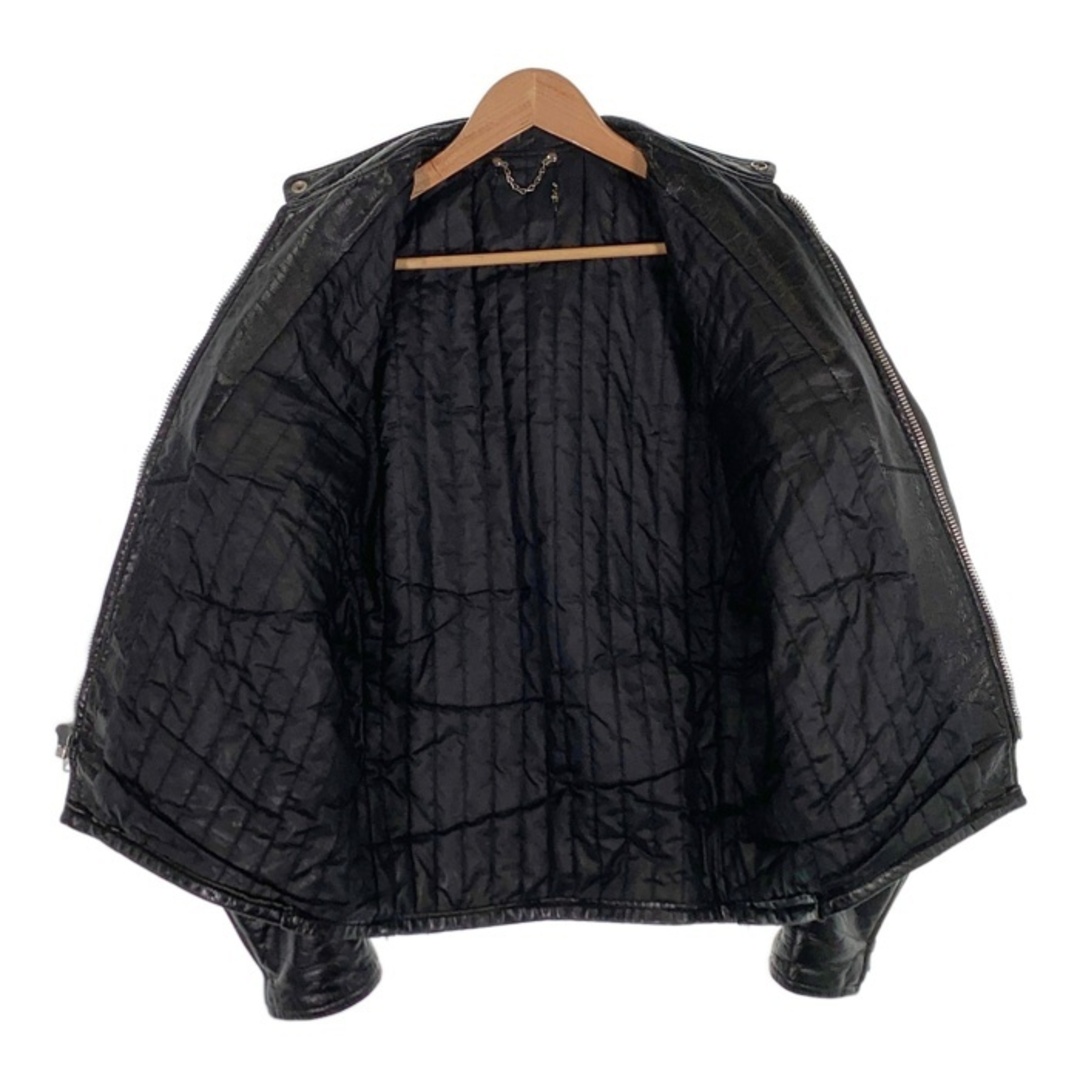 60's~ レザーシングルライダースジャケット 逆ハの字 ブラック TALON